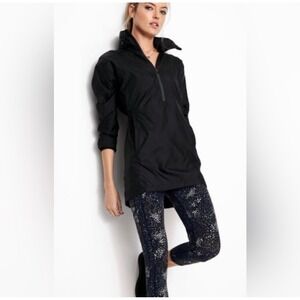 Victoria Sport Womens Black Half Zip Anorak Windbreaker Packable Jacket Hooded M